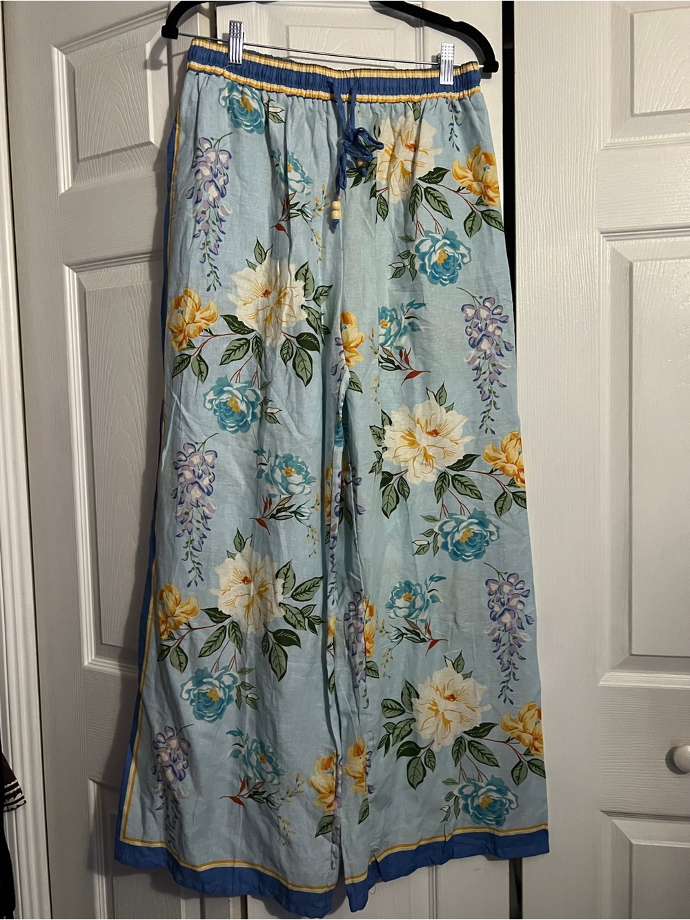 Joie Blue Floral Elastic-Waist Pants